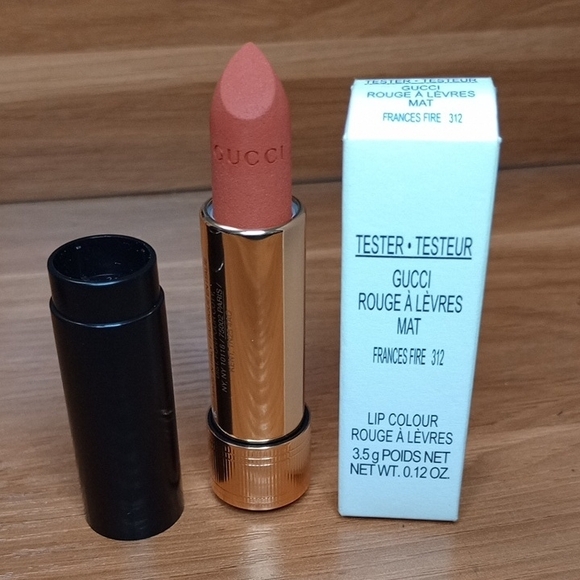 Gucci Rouge à Lèvres Matte Lipstick in - 312 Frances Fire TESTER BOX/CAP - Picture 2 of 7